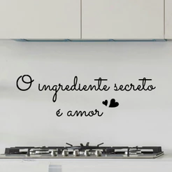 Quadro Decorativo Frase O Ingrediente Secreto é Amor MDF 3mm Preto Fosco