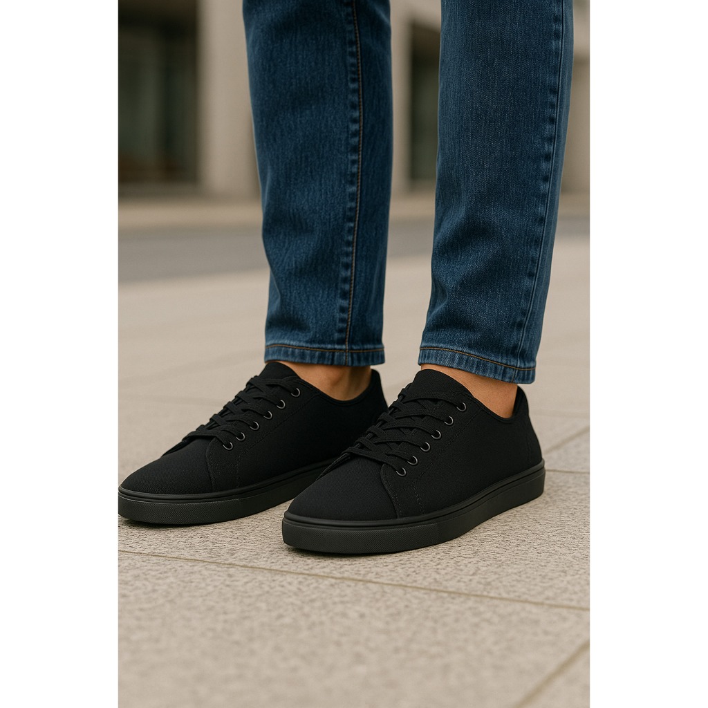 Tênis Masculino Casual Preto Slip On Sapatenis Confortável Leve Promoção