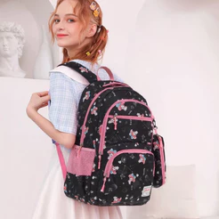 Mochila Feminina Com Estojo Grande Nylon Impermeável Escolar Faculdade
