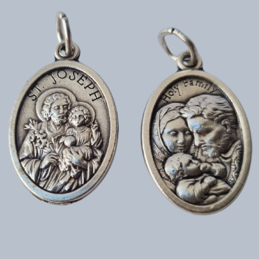 Medalha de São José Dupla Face Verso Sagrada Família