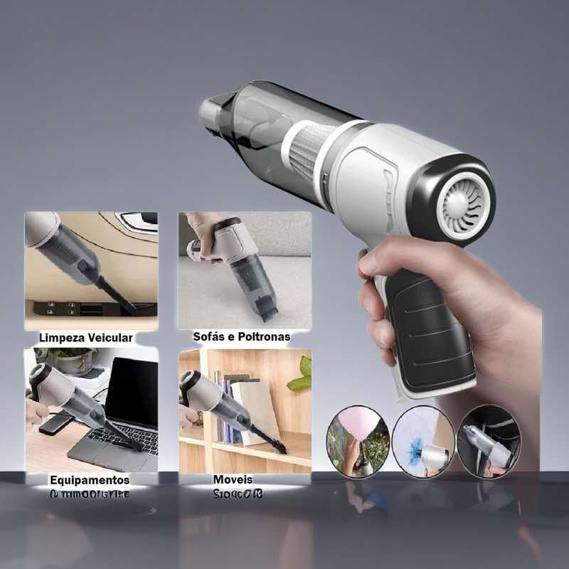 Aspirador e Soprador Portátil 4 em 1 - Alta Potência e Multifuncional para Limpeza Completa