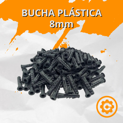 Bucha 8mm Com Aba Anel Plástica Kit Para Parede de Tijolo