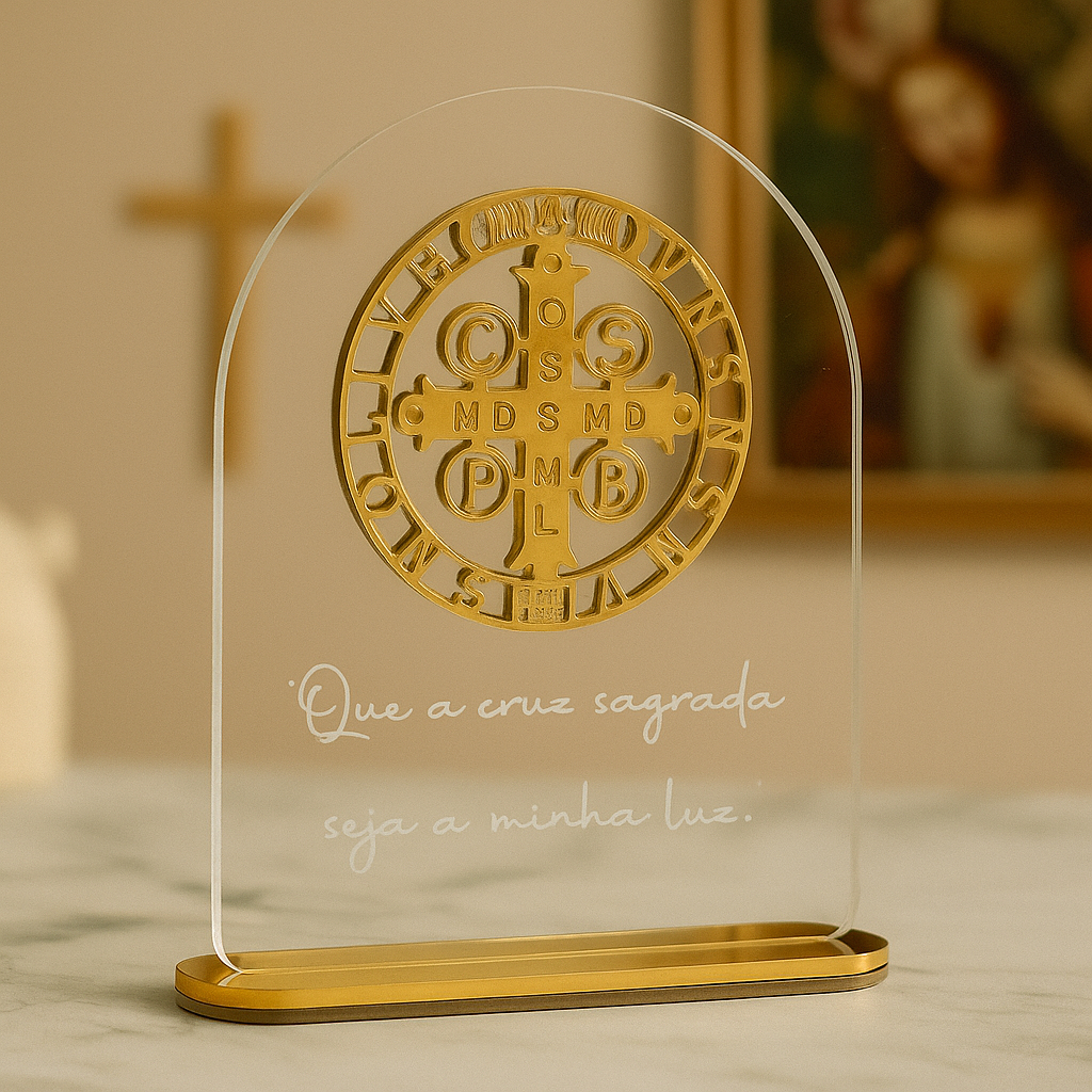 Crucifixo Cruz São Bento Acrilico Sagrada em Oferta na Shopee