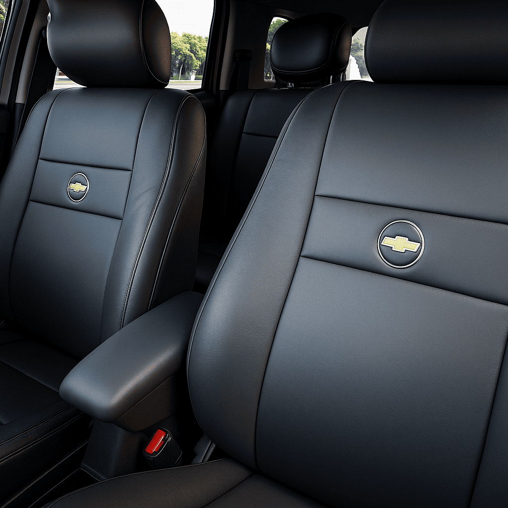 Capa De Banco Carro Couro Automotivo Com Logo Bordada GM CHEVROLET corsa celta prisma onix cruze vectra astra