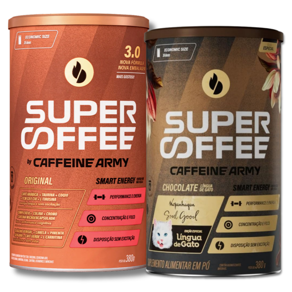 KIT COM 2 UNIDADES SUPERCOFFEE ENERGIA E FOCO 380G - CAFFEINE ARMY