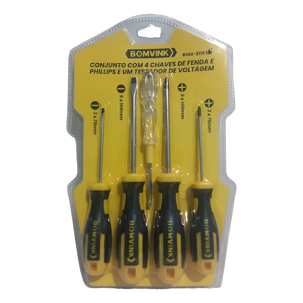 Kit Jogo de Chave Fenda e Philips 4 Pçs Profissional Completa Magnéticas Aço