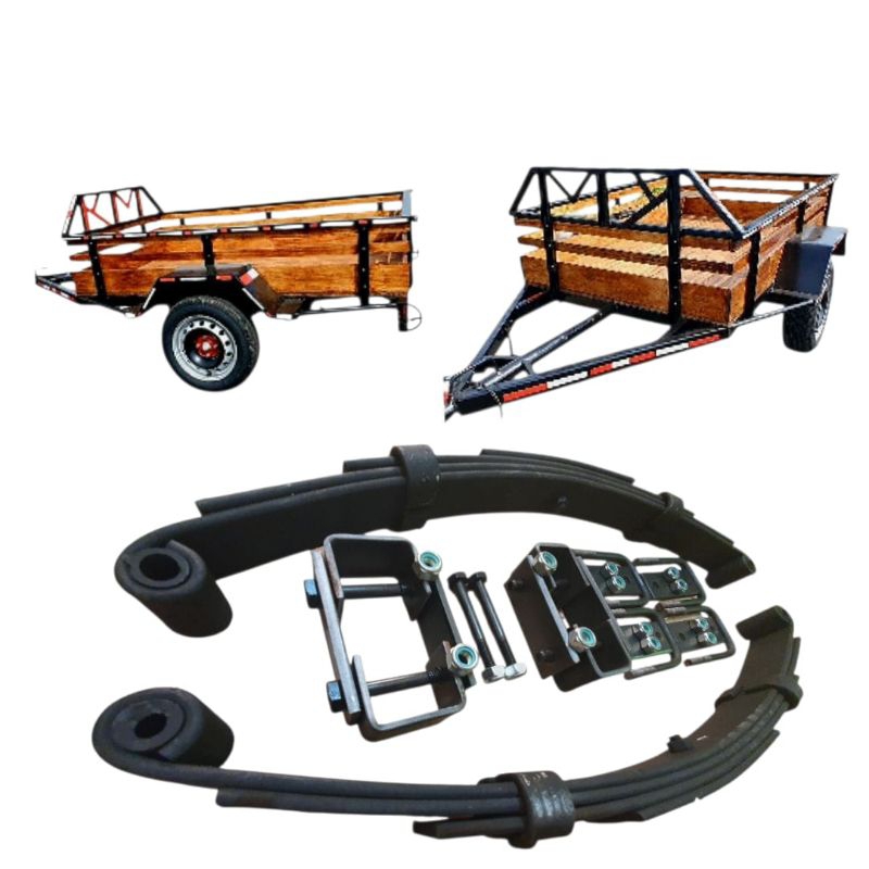 kit para carretinha reboque mola 550kg, kit jumelos, grampos, parafusos, chapinhas fixação do feixe,