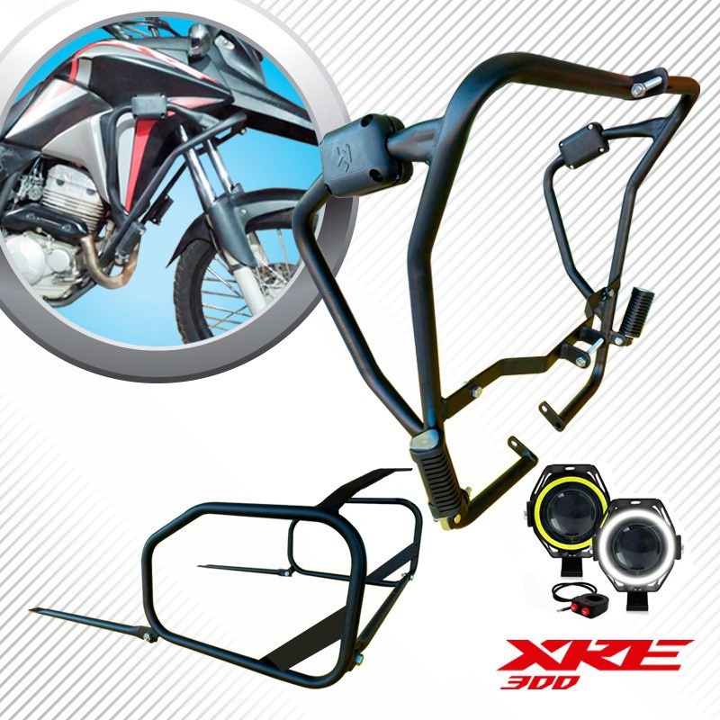 Protetor Carenagem Motor Xre 300 Protetor Traseiro Alforge Led ate 2024