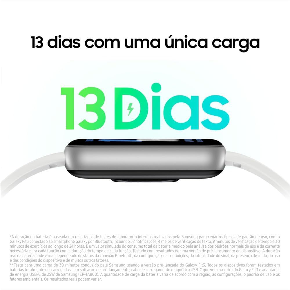 Samsung Smartwatch Galaxy Fit3 Prata, Pulseira Branca · foto 2