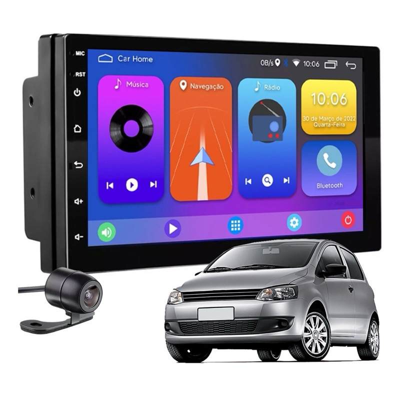 Central Multimidia Android CarPlay GPS Fox SpaceFox 2010 2011 2012 2013 GPS Wi-Fi + Moldura + Camera de ré
