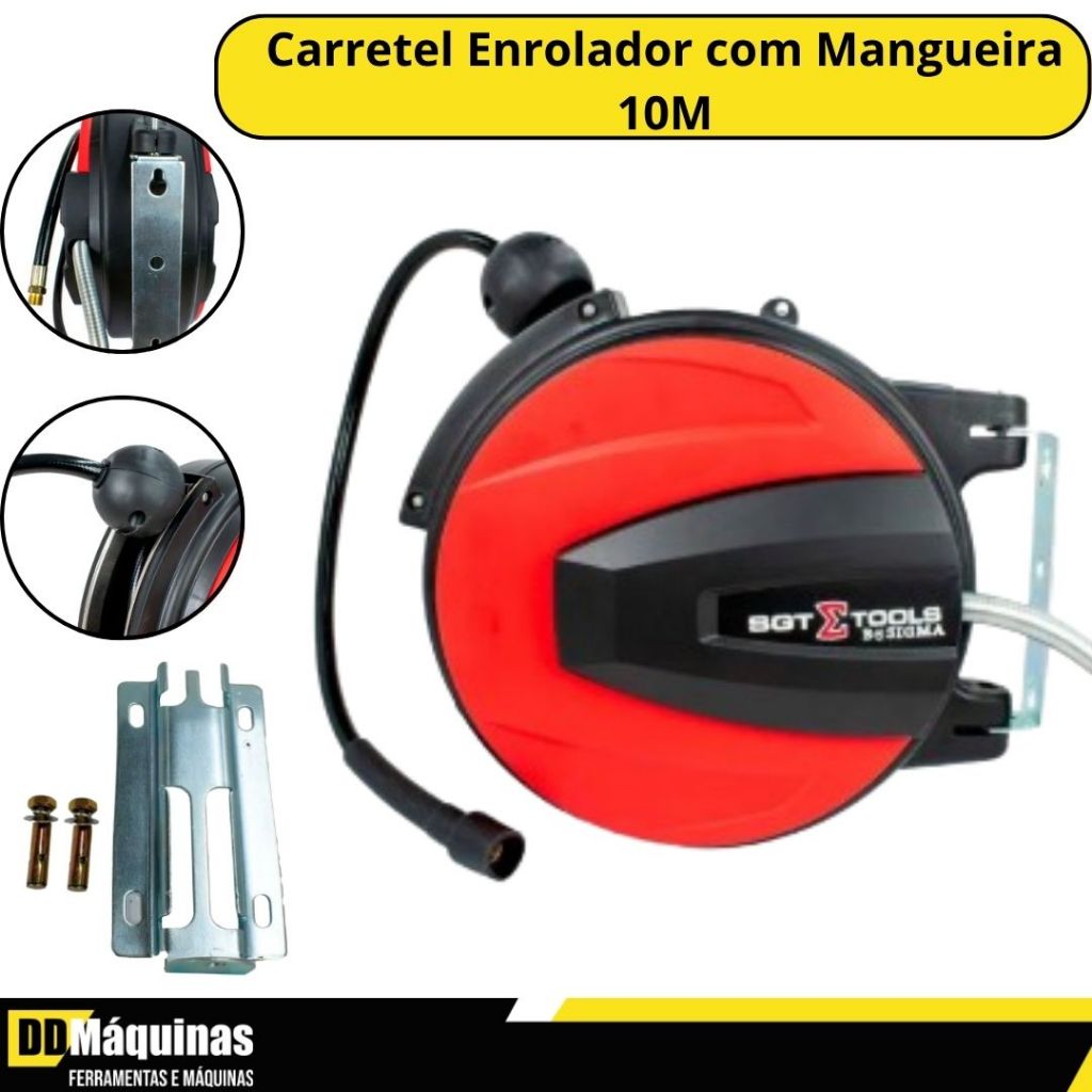Carretel Enrolador de Mangueira Híbrida Retrátil SGT‑9002 - Sigma Tools