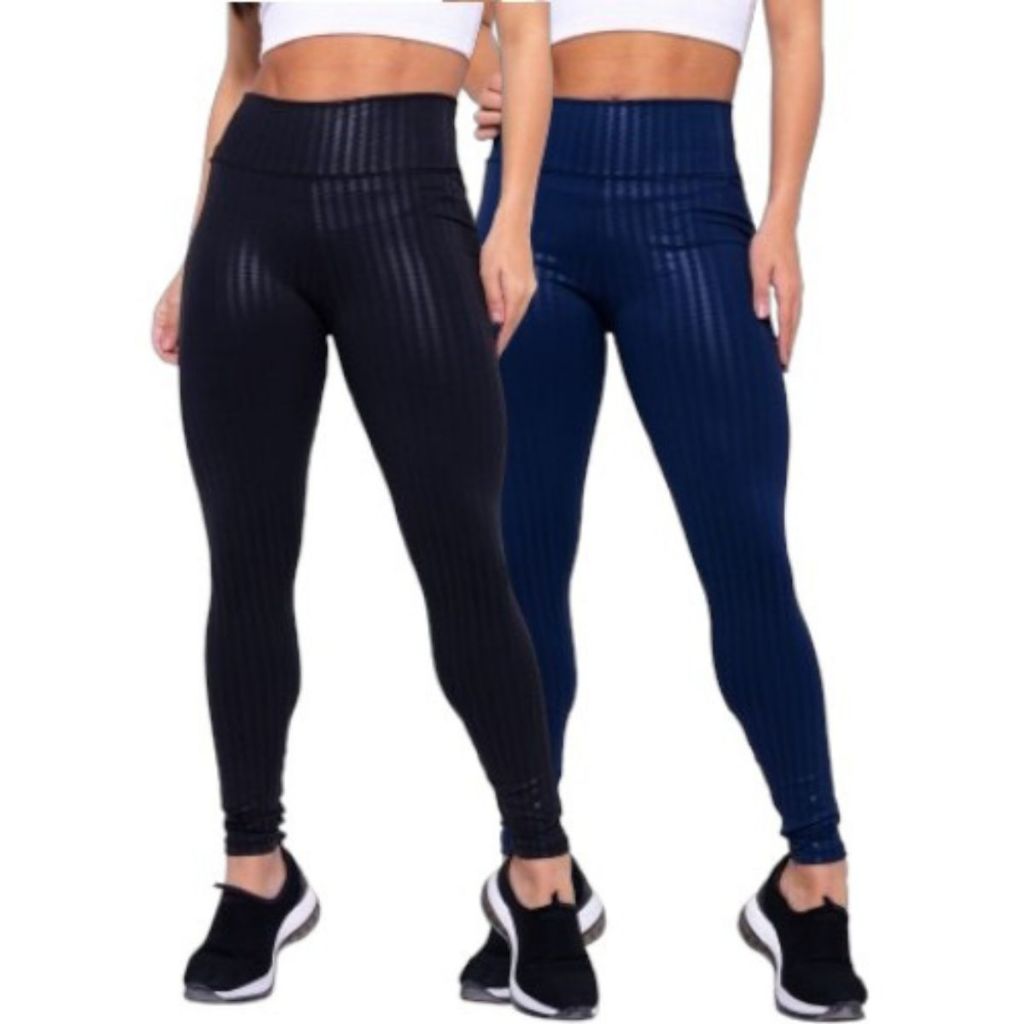 Calça Legging Feminina 3D Cirre Academia Kit Com 2 Calças Fitness Cintura Alta Empina Bumbum