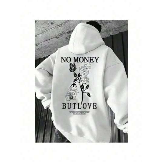 Moletom Canguru No Money But Love Capuz e Bolso Flanelado Unissex Masculino Feminino Blusa De Frio