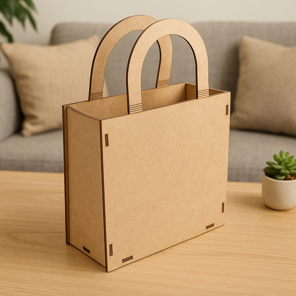 Sacola Bolsa Mdf Crú Desmontada Artesanato Decoração Festa Lembrancinha 20 x 13,5 x 6,6