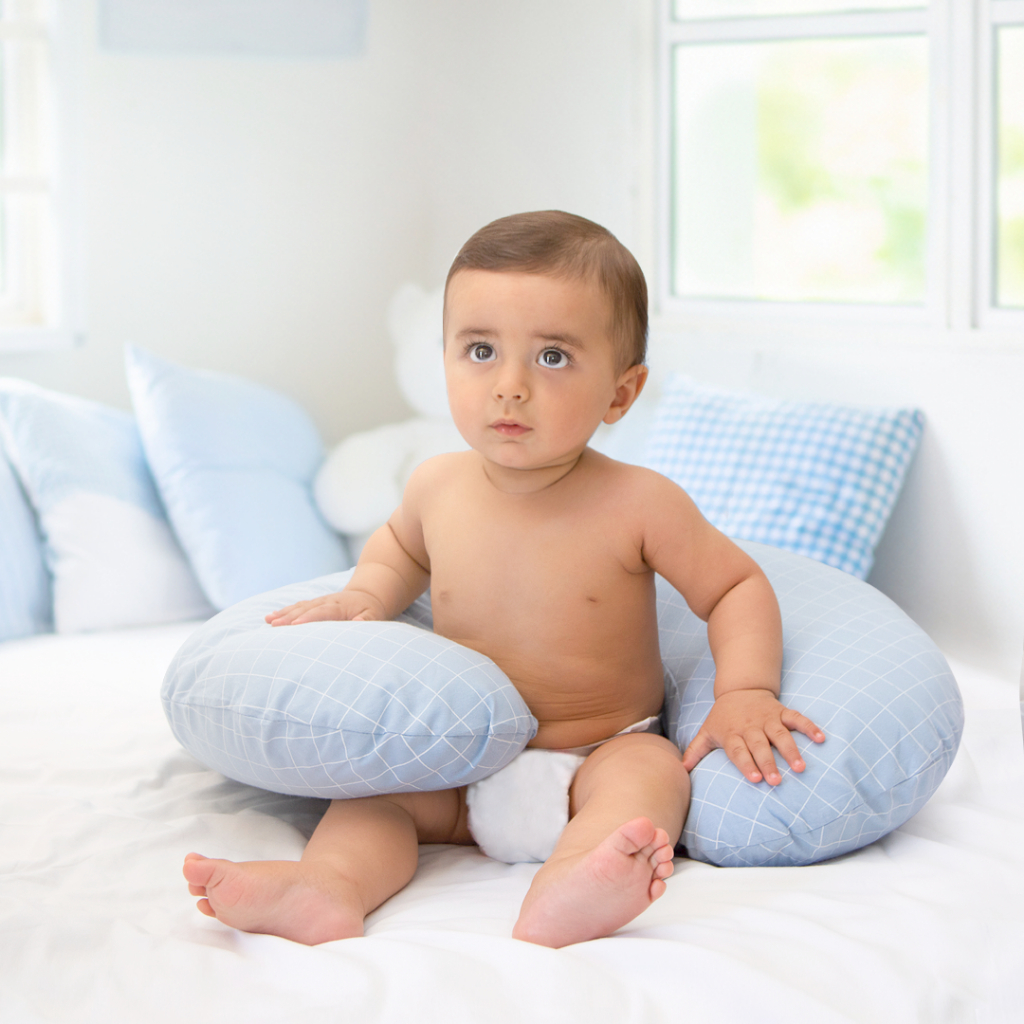 ALMOFADA DE AMAMENTAÇÃO C/TRAVESSEIRO PAPI FRIENDS 62 cm x 50cm CONTEM 02 PEÇAS AZUL