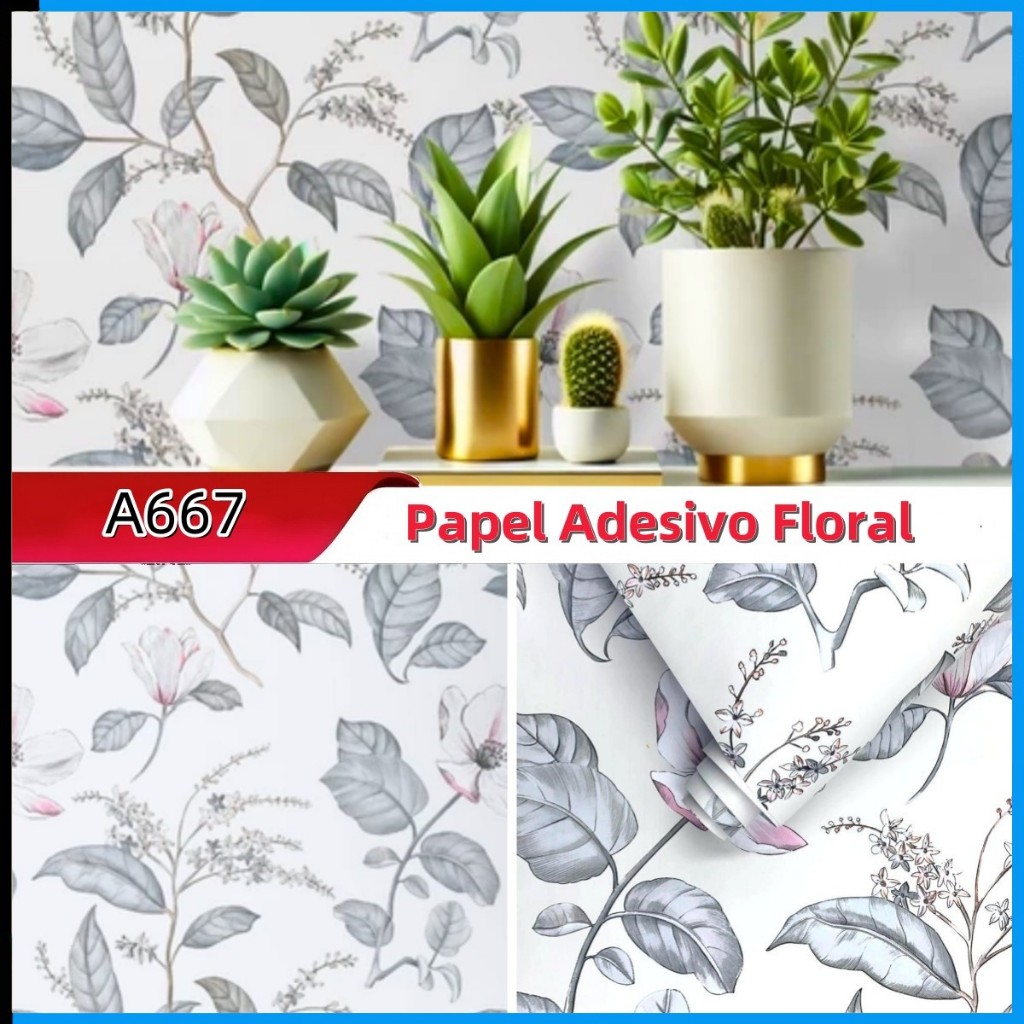 Papel de Parede Floral 5 Metros x 45cm Para Decoração, Quarto, Sala, Escritório em Oferta na Shopee