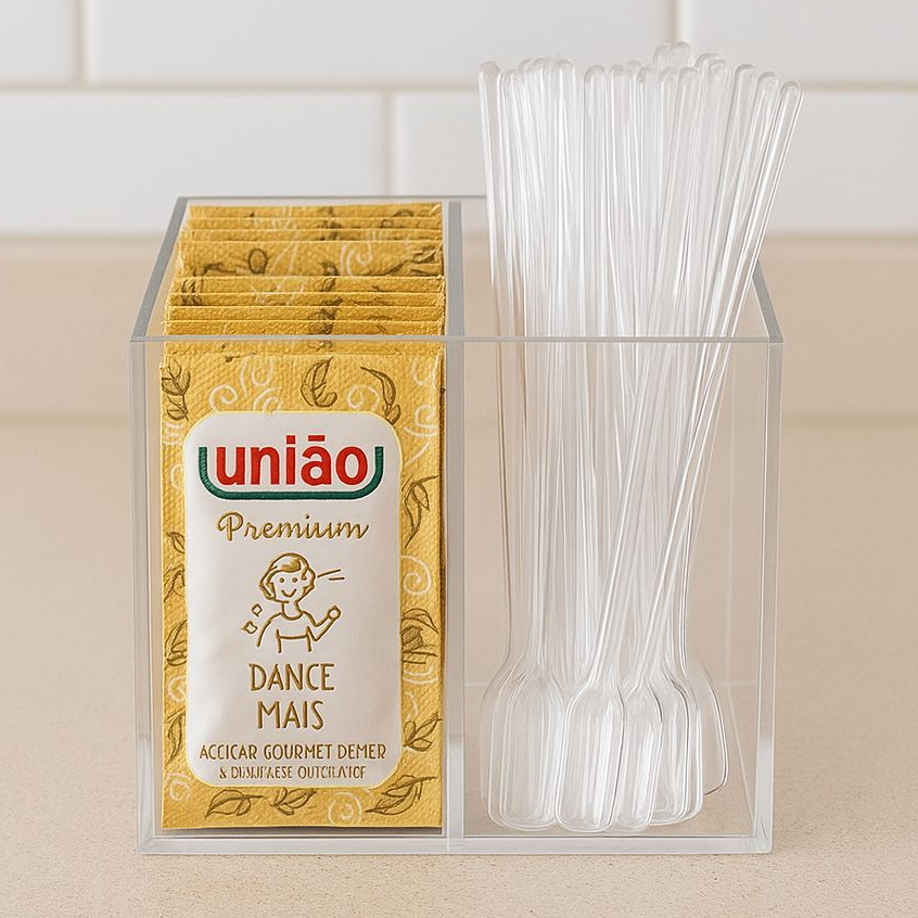 Porta Sache Sal Açucar Ketchup Maionese em Acrílico Para Hambúrgueria Lanchonete 3mm quadrado