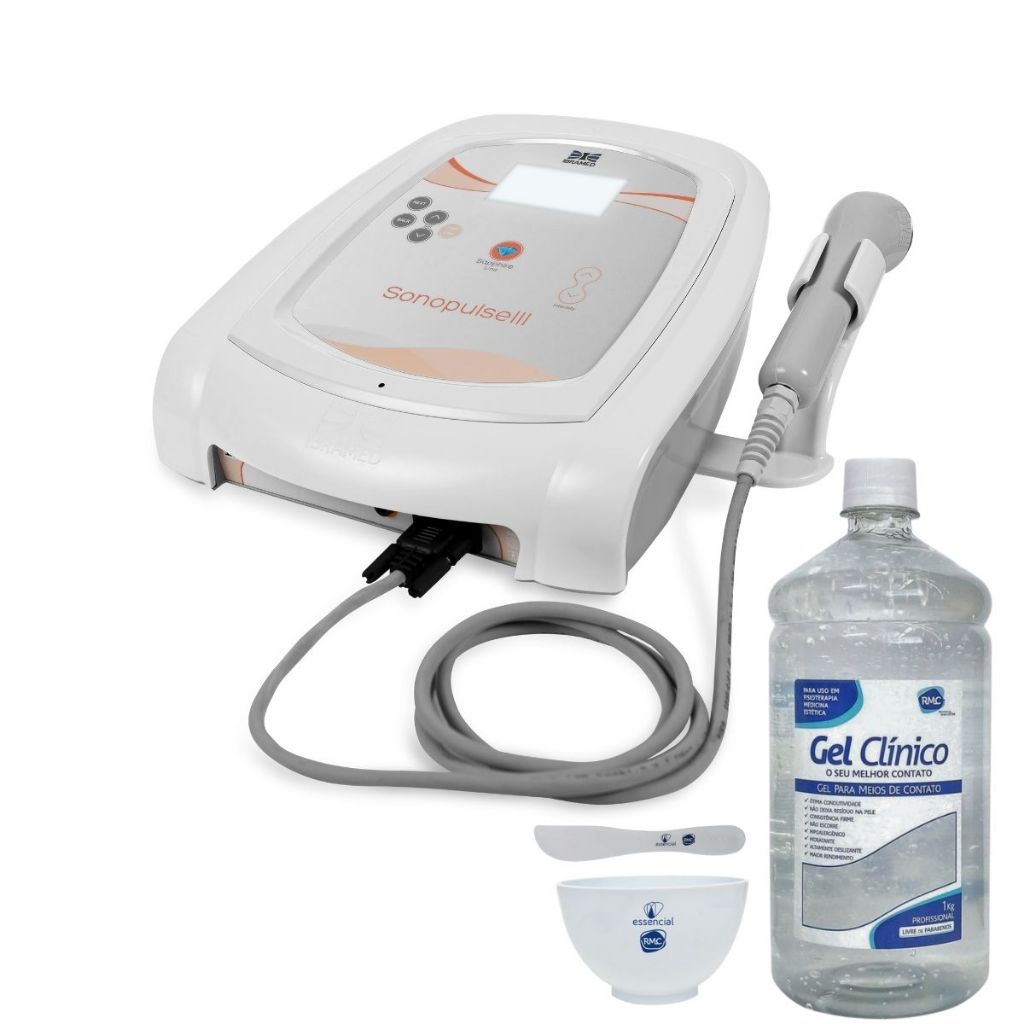 Sonopulse III Ibramed Ultrassom 1 Mhz 3 Mhz  com Gel Espátula Cubeta - Health