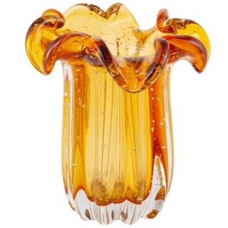 Vaso De Vidro Murano Decorativo Aparador Ambar Veneza 16x16cm em Oferta na Shopee