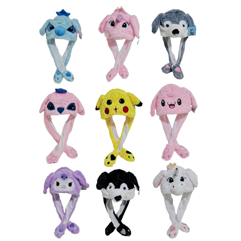 Touca stitch e Bichinhos de Pelúcia Levanta Orelhas C LED Colorido Gorro de Inverno Unissex