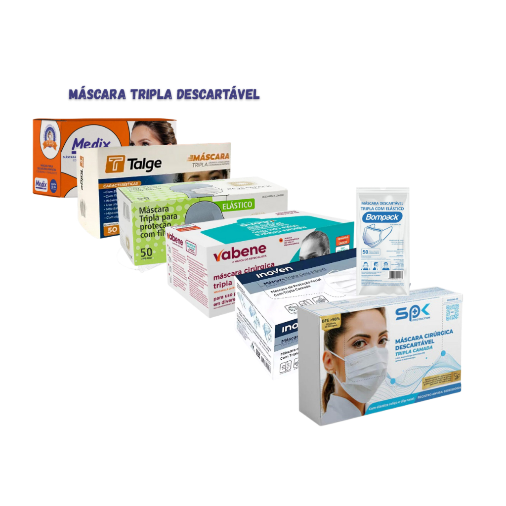 250 Máscaras Tripla com ANVISA TNT MELTBLOWN uso Hospitalar Laboratórios Clínicas Médicas