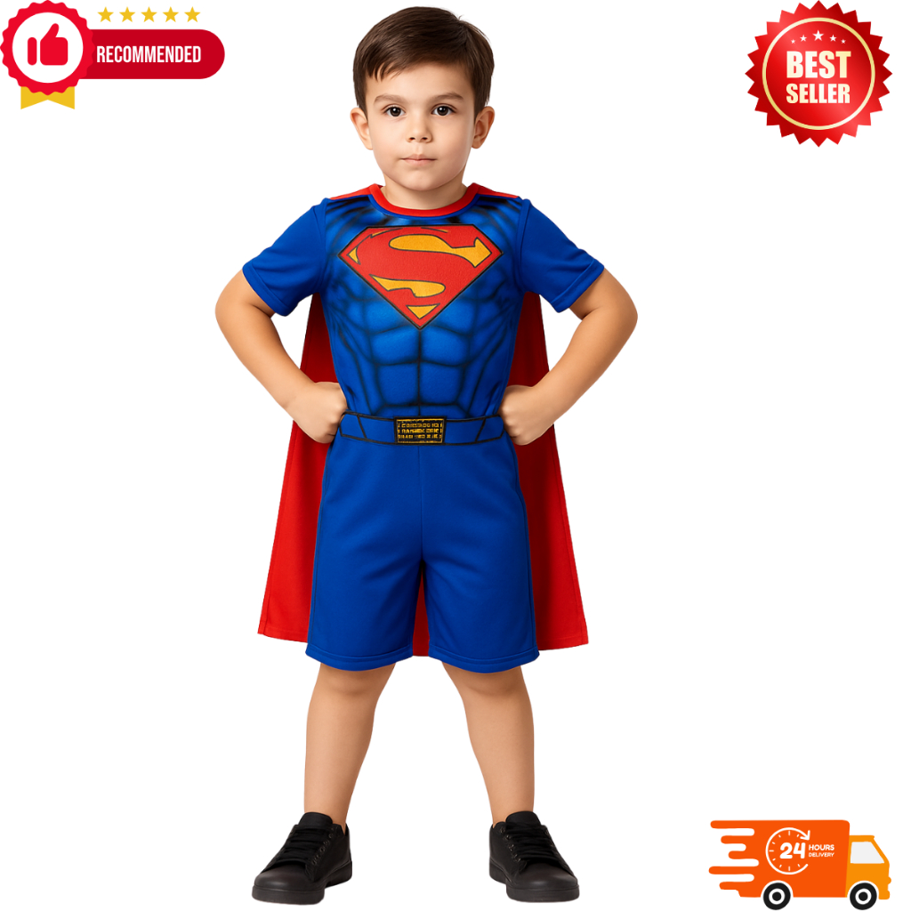 Fantasia Infantil Super Homem Com Máscara Macacão- Envio Rapido em Oferta na Shopee
