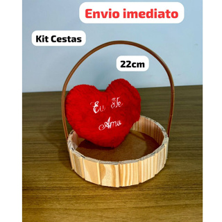 Kit 10 Cesta Redonda Grande 23cm Fraldeira Madeira Alça De Vime Pascoa Presente Natal Cosméticos em Oferta na Shopee