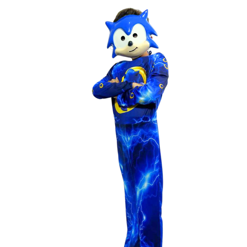 Fantasia Infantil Longa Sonic C/ Enchimento Mascara em Oferta na Shopee