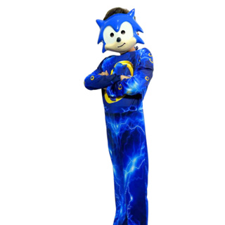 Fantasia Infantil Longa Sonic C/ Enchimento Mascara em Oferta na Shopee