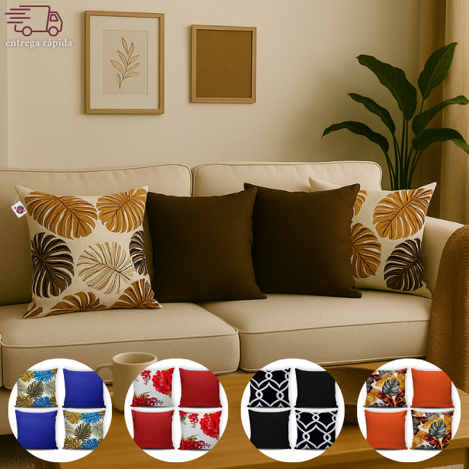 Kit 04 Capas De Almofadas Decorativas 45x45cm Gorgurinho Varios Modelos em Oferta na Shopee