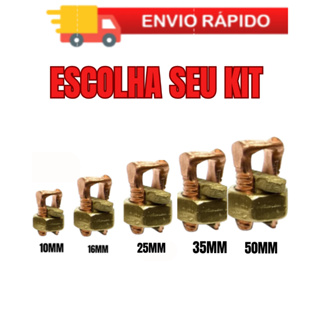 Conector Split Bolt P/Aterramento Emendas Elétricas Parafuso Fendido Aperto P/Cabo e Fio 10mm á 50mm em Oferta na Shopee