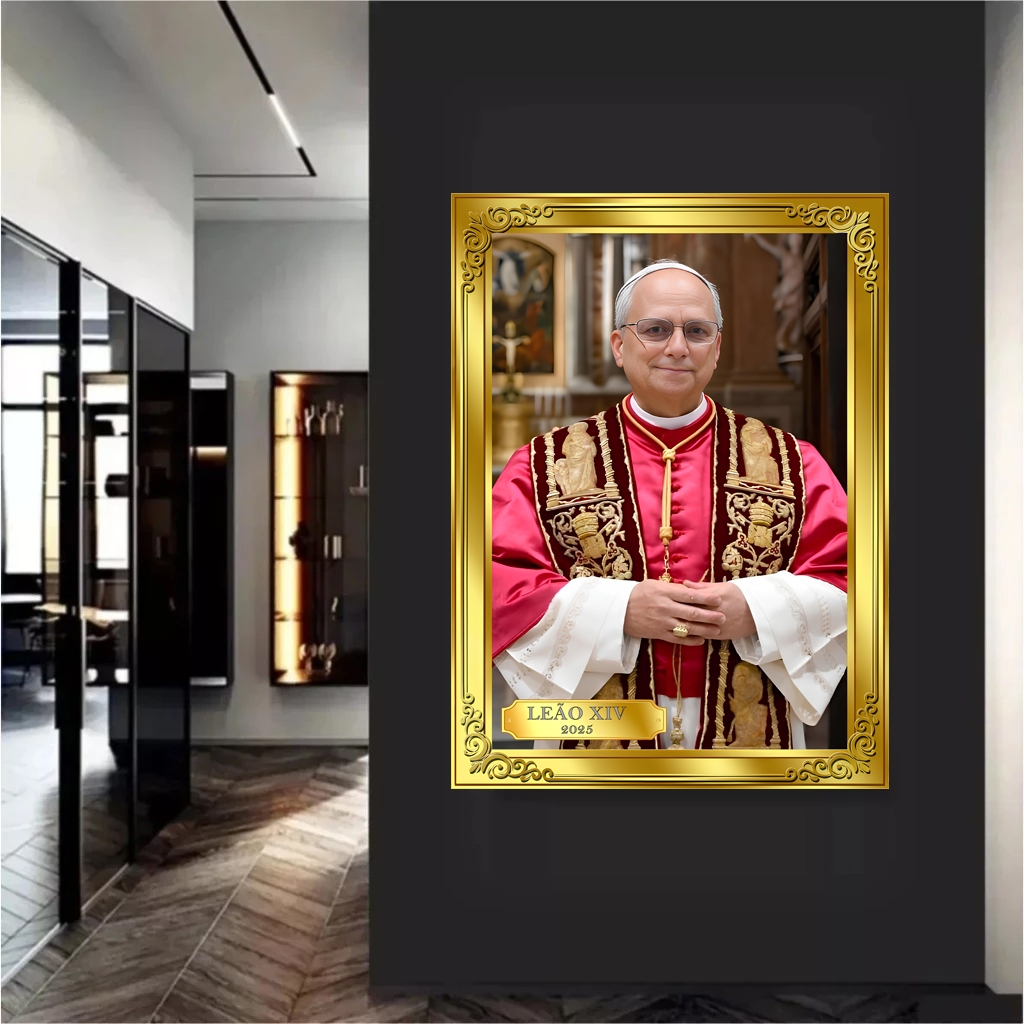 Quadros Luxo Papa Leão XIV, Papa Francisco, Papa Bento XVI, Papa João Paulo II, Cristão, Católico