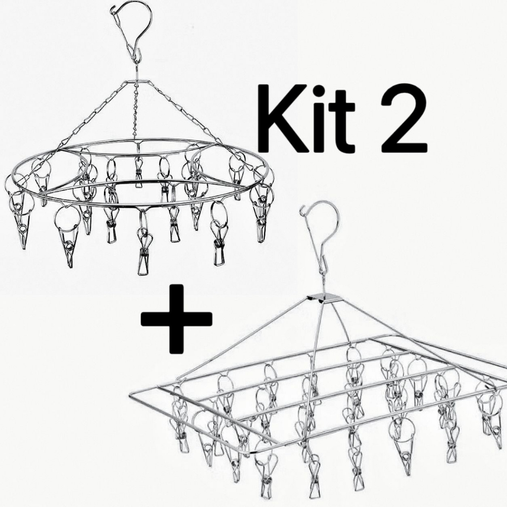 Kit Varal 24/26 Prendedores Apartamento Meia Roupa Aço Inox em Oferta na Shopee