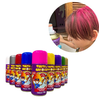 Tinta Spray de cabelo Temporário Lavável 150 ml Cores Vibrantes  Festa hallowen Seguro para Crianças