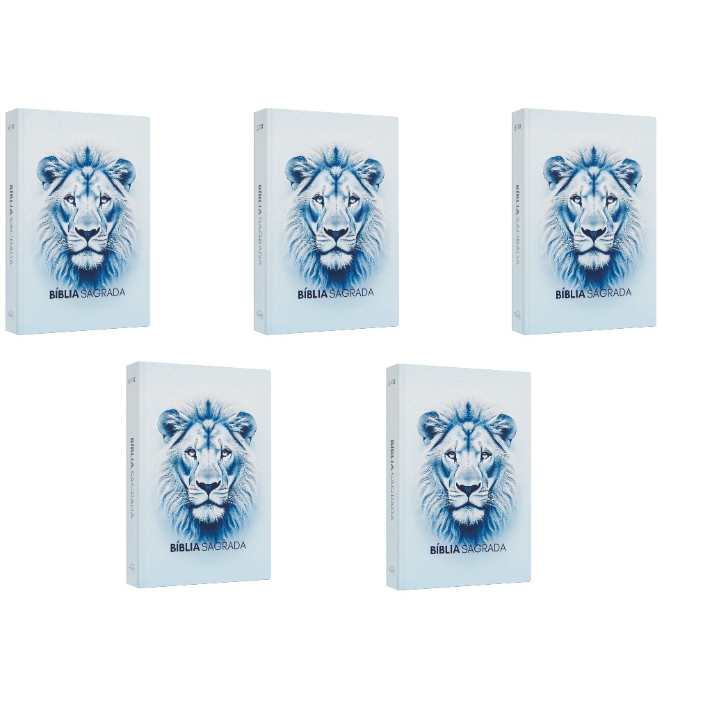 Kit Bíblia Sagrada - NVI - Leão Luz - Capa dura - Letra Media - 5 unidades