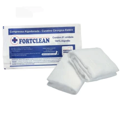 Compressa Curativo Cirúrgico 15x10cm 10 Unidades Estéril Algodonada Fortclean