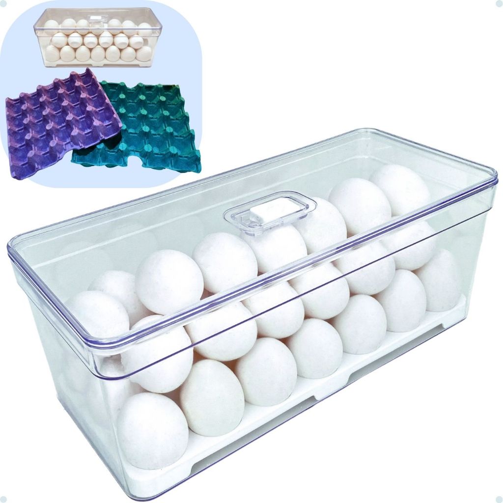 Organizador de Geladeira Quadrado 6,8 Litros C/ Tela de Ovo-Plastutti em Oferta na Shopee