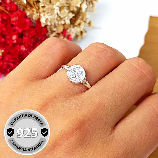 Anel Feminino Prata 925 Original Legítima Garantia Vitalícia Modelo Chuveiro Estilo Pave Zirconias Prata 925 Softjoias