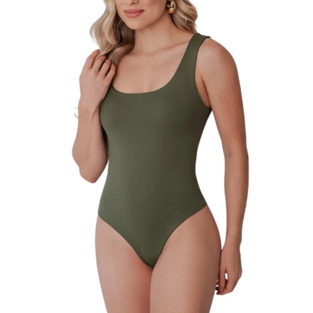 Maiô Feminino Verde Militar Cavado Sem Bojo Praia Verão