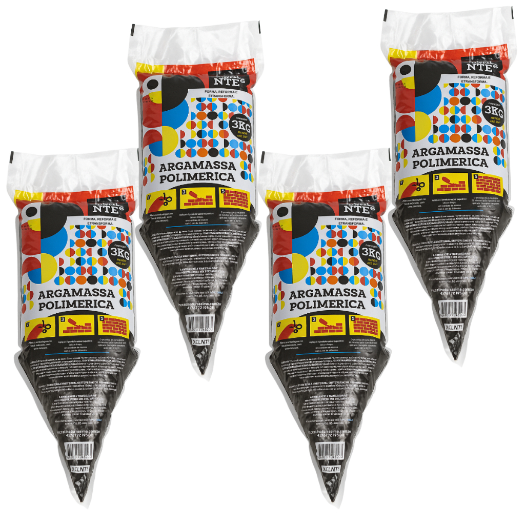 KIT 4 Argamassa Polimérica (Cola Bloco) 3Kg - Cola Tijolo, Bloco