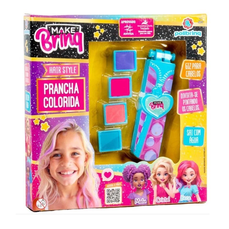 Kit Make Brinq Prancha Colorida - Polibrinq em Oferta na Shopee