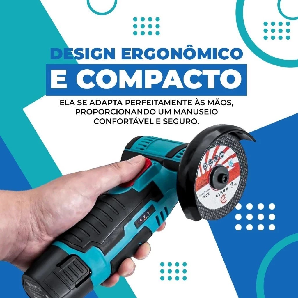 Lixadeira Rebarbadora Recarregável 2 Baterias 18v-76/10mm-19500 rpm