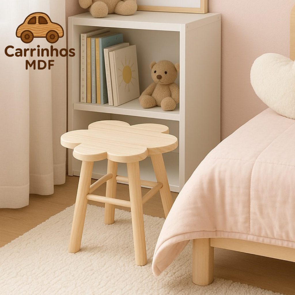 Banco Flor Em MAdeira Pinus Decoração Quarto Infantil Ecologico em Oferta na Shopee