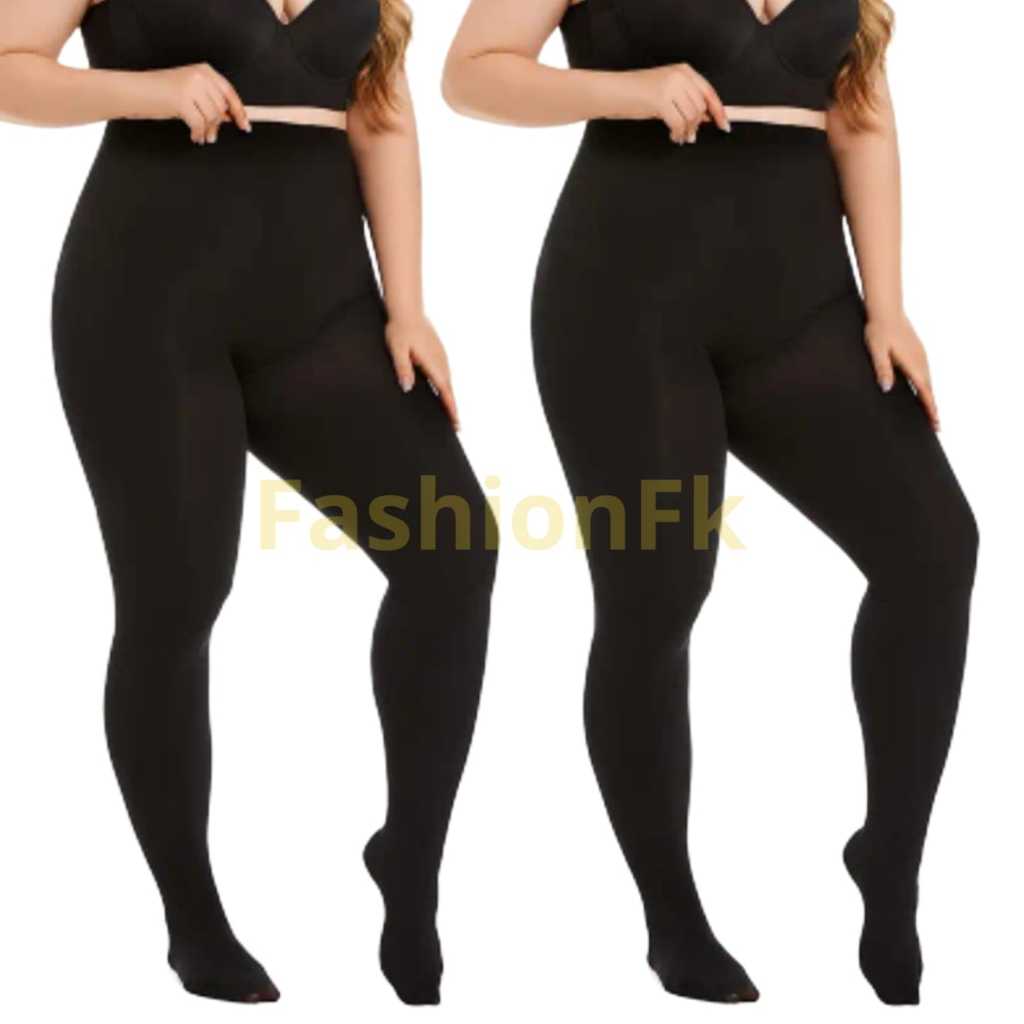 Kit com 2 Meias Calça opaca Fio 80 plus size vestimenta ate 48 forrada flanelada inverno ideal para o frio Tamanho Unico em Oferta na Shopee