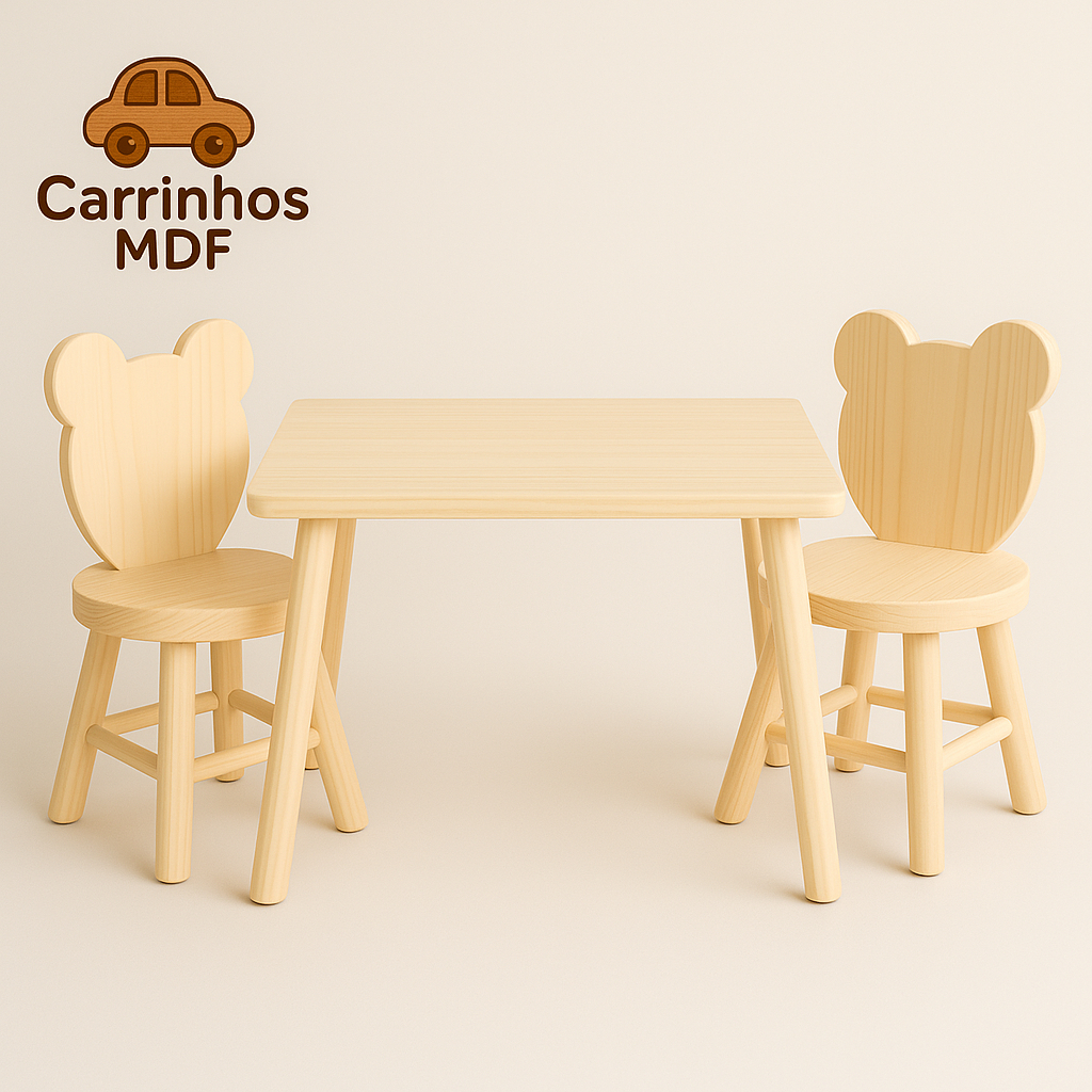 Kit Infantil Mesinha Com Duas Cadeiras 25cm Infantil