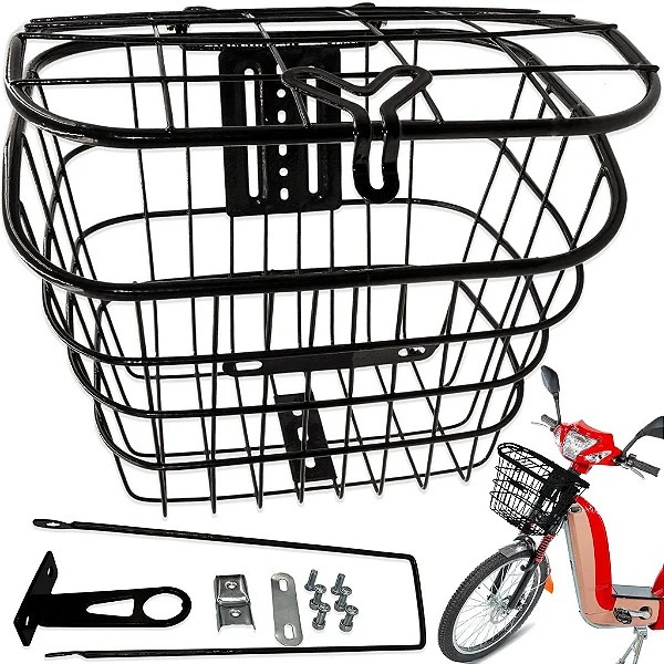 Cesta Reforçada Para Bicicleta Elétrica Souza C/Tampa Preto. em Oferta na Shopee