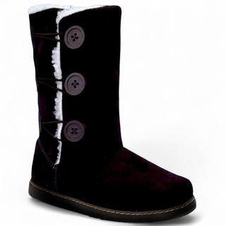 Bota de pelo Feminina Frio Inverno 100% Forrada Peluciada Lã Botão Estilosa Passeio Viagem So Pretty Shoes Fofa Quente