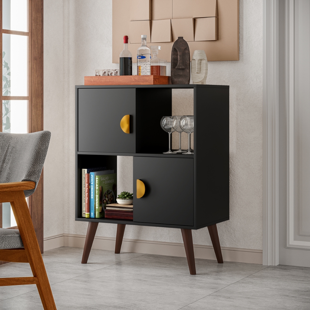 Aparador Barzinho Buffet Cantinho do Café Compacto com 2 Portas Pés Palito Retrô Sala Cozinha em Oferta na Shopee