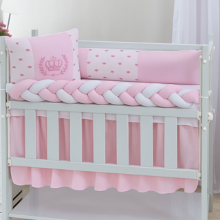 Kit Mini Berço 6 Peças com Trança e Mosquiteiro – Várias Estampas Aconchegantes para Bebê em Oferta na Shopee