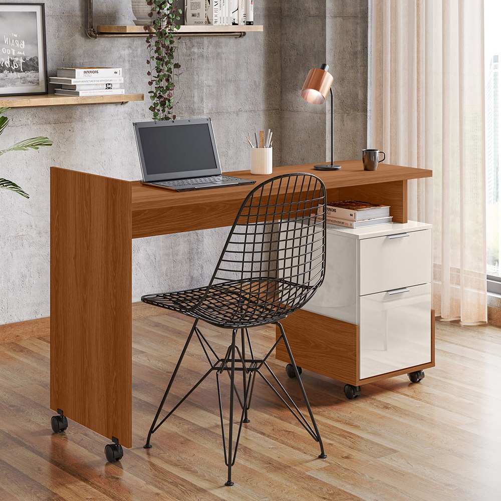Mesa Escrivaninha Computador Manicure Nails Quarto Escritório Alessa M1 Lukaliam 2 Gavetas Office